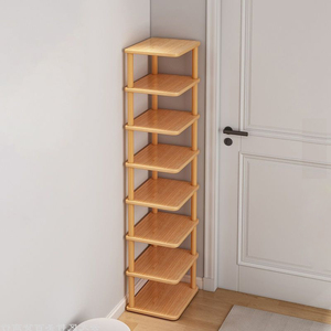 Soporte de almacenamiento de zapatos para ahorrar espacio, fácil de montar, 2, 5, 6, 7, 8 niveles, estante organizador de zapatos <span class=keywords><strong>alto</strong></span> de MDF de bambú <span class=keywords><strong>estrecho</strong></span> Vertical - Product Image 4