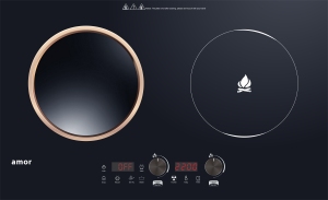 Estufa Eléctrica Integrada de 2 Quemadores, Combinación de Inducción y Vitrocerámica <span class=keywords><strong>para</strong></span> Cocinar en Familia - Product Image 3