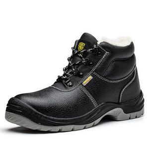 Erkek kış İş güvenliği botları hakiki deri çelik ayak inşaat için kaymaz fabrika iş PU örgü kumaş tabanlık - Product Image 3