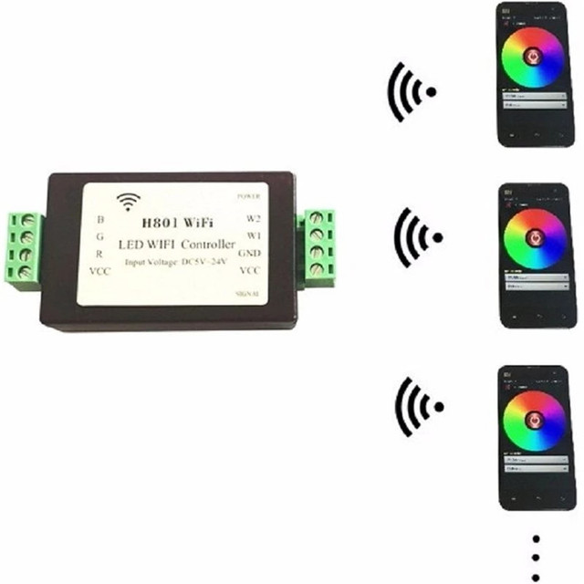 H801 Wifi Led Controller for RGBW Led Strip Lights DC5V-24V WLAN Router Control Wireless Connection Android Smart Phone