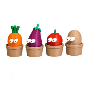 Série de jouets réalistes imprimés en 3D avec des yeux bombés : Carotte, Aubergine, Tomate, Pomme de terre – Jouets anti-stress de bureau - Product Image 2