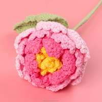 Bunte Handgemachte Gehäkelte Pfingstrosen Gestrickte Garn-Kunstblumen Heimdekoration Chinesisches Neujahrsgeschenk
