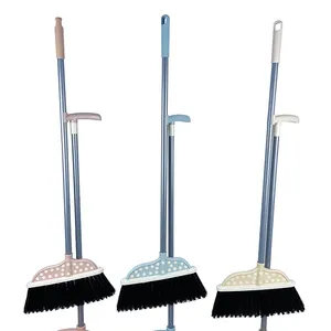 Household Cleaning Windproof Plastic Material Long Handle Broom And Dustpan Set