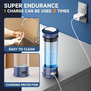 SPE H2 Garrafa De Água De Hidrogênio Garrafa De Água De Vidro Portátil Rica Em Hidrogênio 400ml Azul Copo Gerador De Água De Hidrogênio 5min Eletrólise - Product Image 6