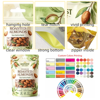 Sachets d'emballage alimentaire personnalisés refermables de 250g, 350g, 500g avec fermeture éclair pour noix, mélanges de noix et snacks