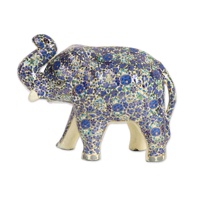 Sculpture d'éléphant en provenance d'Inde, fabriquée à la main en bois et peinte à la main avec des couleurs sans plomb