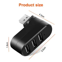 Hub USB 2.0 de 3 Puertos, Mini Hub USB de Alta Velocidad, Adaptador Divisor Giratorio para Laptop, Notebook, PC, Accesorios de Computadora