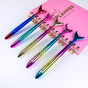 Promosyon güzel yaratıcı güzel promosyon hediyesi gökkuşağı renkli plastik balık şekli kalemler sevimli kırtasiye Mermaid kalem - Product Image 2