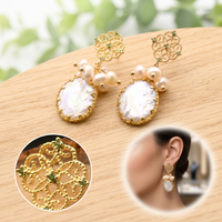 Anting Mutiara Gaya Retro Enamel Mawar Berlapis Emas Vintage Aksesori Fashion Pesta Anting Mutiara