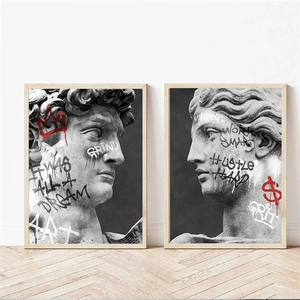 Statua di <span class=keywords><strong>David</strong></span> Graffiti arte tela pittura <span class=keywords><strong>David</strong></span> testa di scultura poster e stampe di arte del muro di strada immagini per l'arredamento della camera - Product Image 6