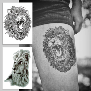 Tatuajes Temporales Realistas de León para Hombres <span class=keywords><strong>y</strong></span> Mujeres, Adhesivos de Transferencia de Agua Seguros para la Piel, Diseños para <span class=keywords><strong>Pecho</strong></span>, Pierna, <span class=keywords><strong>Brazo</strong></span> <span class=keywords><strong>y</strong></span> Mano - Product Image 2