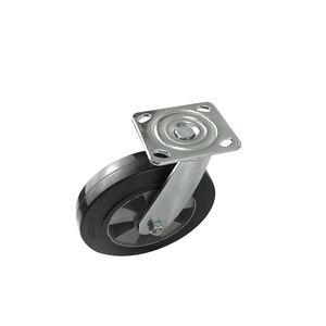 Roulettes industrielles pivotantes robustes en aluminium avec bande de roulement en caoutchouc élastique et support plaqué - Product Image 3