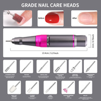 LIMEGRIL Perceuse à ongles portable rechargeable 35000 tr/min, dissolvant de vernis, moteur sans balais, matériau ABS, outil professionnel de salon de manucure