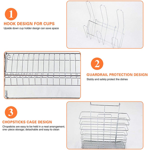 Scolapiatti a 2 livelli da posizionare <span class=keywords><strong>sopra</strong></span> il lavello, con vassoio, per asciugatura e conservazione piatti in cucina - Product Image 5