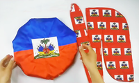 Bonnet en satin avec drapeau national d'Haïti, grande taille, pour la protection des cheveux, avec bande à nouer, idéal pour les tresses, les perruques et les locs