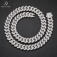 Collier pour femme en laiton plaqué or Kaleido, style hip-hop, chaîne cubaine à deux rangs avec diamants sertis, 12 mm, chaîne cubaine tendance