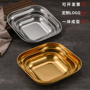 Assiette carrée en acier inoxydable 304, dorée ou argentée, pour servir des en-cas, utilisation en fête, assiette creuse - Product Image 5