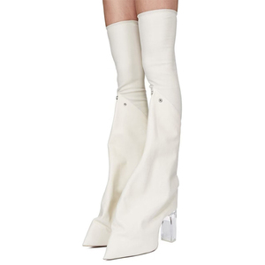 Custom Style Women Skintight Over Knee High Boots Loose Pointed Toe <b>Long</b> Pants Booties High Chunky Heels Shoes - Product Image 3