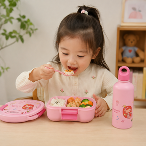 Boîte à lunch mignonne et sécurisée avec compartiments, deux bouteilles d'eau, en plastique, compatible micro-ondes, pour collations, sandwichs et repas, idéale pour l'école et la <span class=keywords><strong>maternelle</strong></span> - Product Image 2