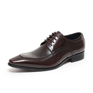2024 Autumn New Style British Style Pointed-Toe Men's Leather Shoes with Glossy Laces Waterproof Rubber Outsole for Formal Wear - Product Image 5