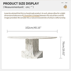<strong>White</strong> Marble Round <strong>Dining</strong> <strong>Table</strong> Fluted Ribbed Pedestal Stone <strong>Table</strong> Aussie Coastal Luxury Heavy Duty Anti Stain Australia - Product Image 6
