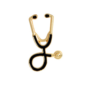 Lindo estetoscopio <span class=keywords><strong>ECG</strong></span> broche médico enfermera esmalte solapa Collar alfileres broche para Mujeres Hombres niños regalo de moda - Product Image 4
