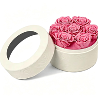 7 roses éternelles roses dans un coffret cadeau rond, rose éternelle longue durée pour la Saint-Valentin, anniversaire, fête des mères, anniversaire de mariage, cadeaux