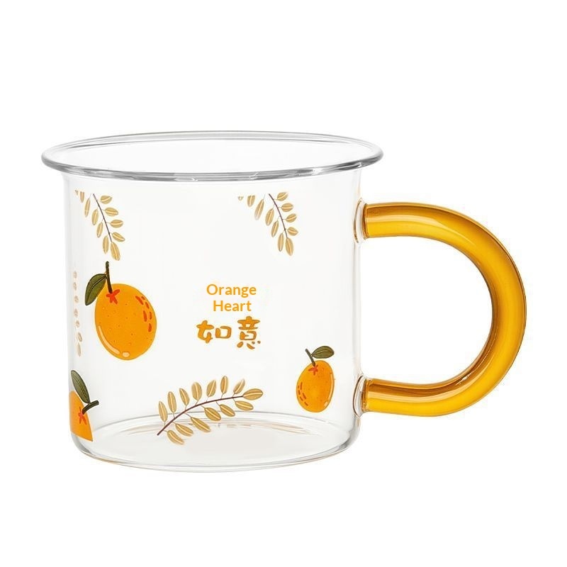 Breakfast Cup Handle Microwaveable Dishwasher Safe Portable High Borosilicate Glass Milk Office Water Cup High Temperature view 2