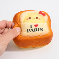 Jouet Squishy Pain de mie Paris à remontée lente, motif visage Kawaii et cœur, anti-stress, cadeau de bureau