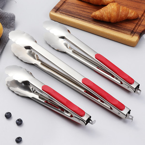Pinces à nourriture en acier inoxydable, ensemble de 3 pièces, résistantes à la chaleur, pour barbecue, cuisine, grillades, viande, steak, service - Product Image 1