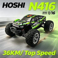 HOSHI N416 Camion monstre RC 4x4 à l'échelle 1/16, vitesse élevée de 36 km/h, tout-terrain, voiture télécommandée avec chargeur inclus, RTR