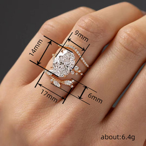 Shiny Oval <b>Ring</b> <b>Set</b> for Women European Style Engagement Finger Jewelry Party Wedding Gift - Product Image 4