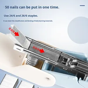 Engrapadora Manual de Plástico Giratoria de 360 Grados para Estudiantes, Uso en Oficinas <span class=keywords><strong>Grandes</strong></span>, Suministros de Encuadernación con <span class=keywords><strong>Grapas</strong></span> Centrales, Multifuncional - Product Image 3