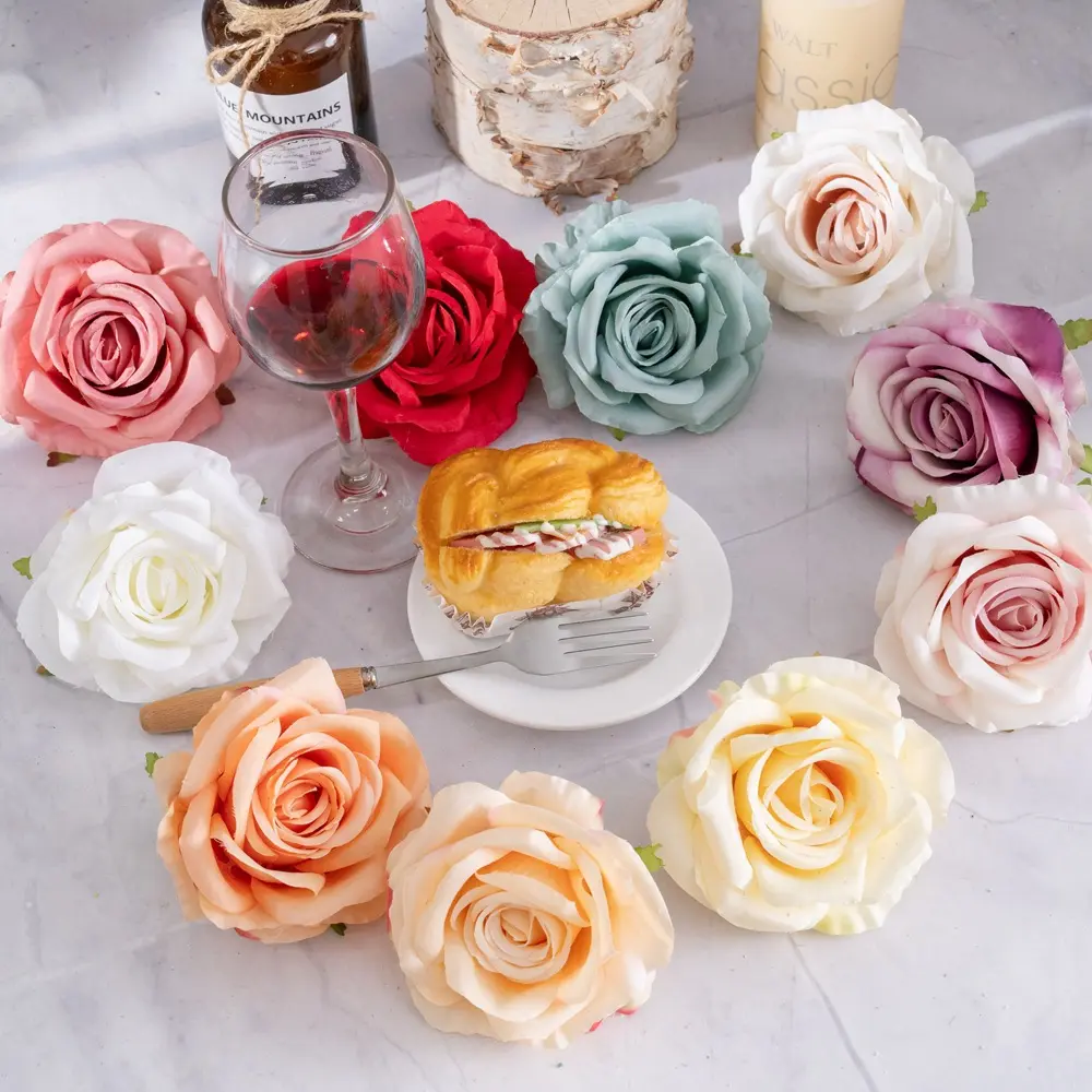 SN-D064 High Quality Artificial Rose Mini Flower Head Real Touch Flowers For Decoration Wedding Artificial Decorative