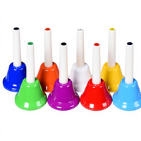 Cloches à main en plastique arc-en-ciel colorées de 11 cm à 8 notes, instrument de musique en gros