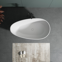 Baignoire autoportante de luxe moderne en pierre artificielle avec fonction de trempage, drain intégré, écologique, taille adulte pour salle de bain