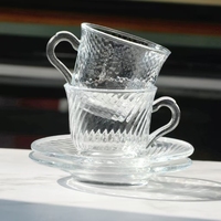 Service de tasses à thé et à café en verre flint sans plomb, personnalisé, avec soucoupe, style américain, cadeau d'affaires, fourni directement par l'usine