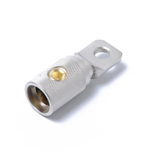 Ring <b>Terminals</b> 0GA Brass Zinc Alloy Plated Nickel Automotive Audio Wiring Connector - Product Image 1