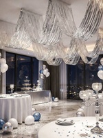 Nicro Wholesale 33*450cm Rideau à franges ondulées à 3 plis, Décoration suspendue au plafond pour Mariage, Douche nuptiale, Anniversaire, Toile de fond à pampilles