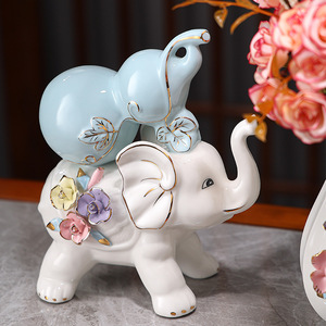 Nuevo Moderno Juego de Elefantes Zen Fulu Baicai de Cerámica para Mesa de Esquina de Entrada, Decoración del Hogar, Artesanía, Soporte para Jarrones, Florero de Sobremesa - Product Image 3