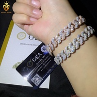 Chaîne Maillons Cubains en Argent 925 Moissanite VVS Tendance, 10mm, Passe Test Diamant, Givrée