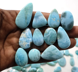 Piedra preciosa cabujón de larimar fabricada en India, cristal azul natural, piedra suelta para la fabricación de joyería artesanal, disponible para la venta. - Product Image 4