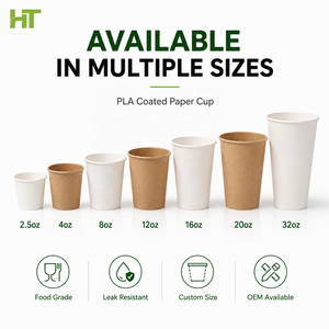 Gobelet à café compostable écologique à paroi simple en PLA, à base végétale, jetable pour boissons chaudes, fabricant et fournisseur OEM personnalisé - Product Image 2