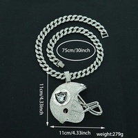Casque de football des Raiders de Las Vegas (Europe et Amérique) en alliage de zinc, grand pendentif couronne et chaîne en bambou, cadeau unisexe
