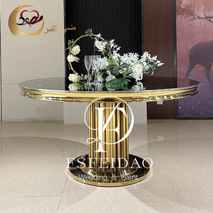 Mesa de Comedor Rectangular Moderna de Acero Inoxidable y Vidrio para Bodas y Eventos de Hotel, Muebles para Comedor - Product Image 5