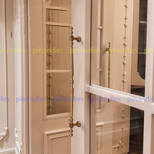 Tiradores de puerta de tira larga de bronce antiguo francés personalizados tiradores de puerta de madera de latón macizo tiradores de puerta de cafetería de doble cara - Product Image 2
