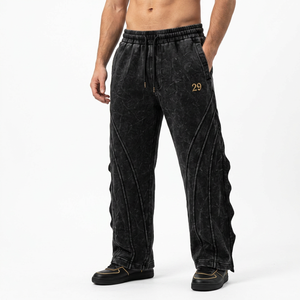 Ensemble de survêtement pour homme, noir, à motifs géométriques, fermeture éclair, écologique, respirant, veste et pantalon à capuche, manches longues, streetwear, hiver - Product Image 4