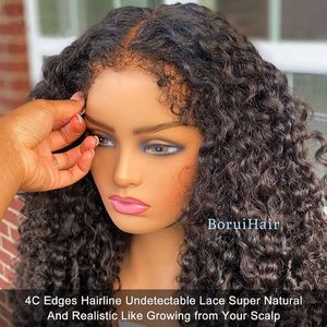 Peluca Frontal de encaje 4x4, 13x4, <span class=keywords><strong>Pelo</strong></span> Rizado de <span class=keywords><strong>huevo</strong></span> súper doble, rizos de encaje HD, peluca de cabello Fumi - Product Image 4