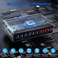 Adaptateur de chargeur de bureau multi-ports 730W 10 ports USB GaN à charge rapide 140W pour ordinateur portable et tablette