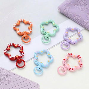 Colorful Alloy Open Ring With Dripping Flower Spring Clasp For DIY <b>Bag</b> Keychain Jewelry <b>Accessory</b> - Product Image 1